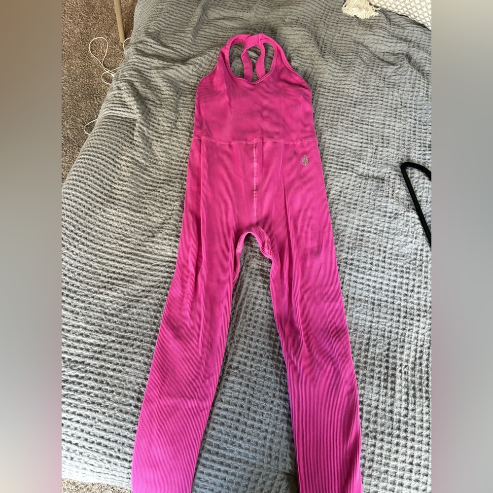 FP Movement by Free People Fuchsia Pink Ribbed Jumpsuit